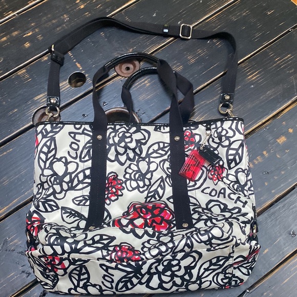 Coach Floral Flower Graffiti Poppy Shoulder Bag Tote F16914 - Picture 10 of 16